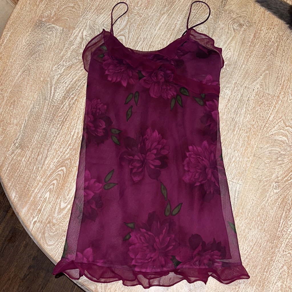 Vintage Valerie Stevens Purple Floral Lingerie Nightgown Pajamas